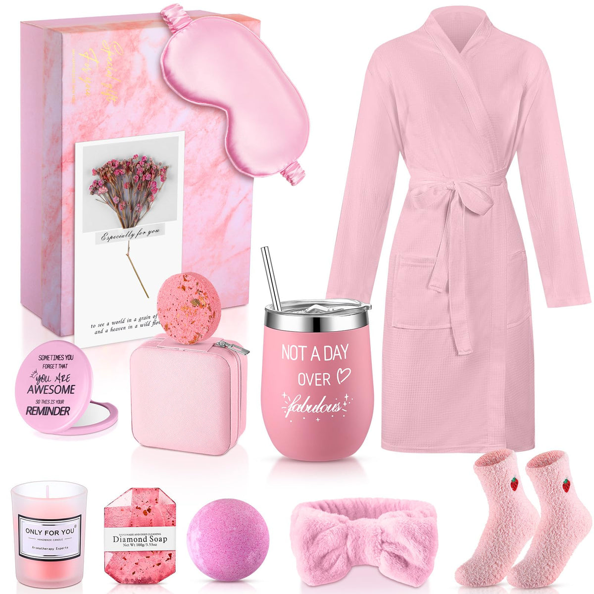 Nuogo spa gift box with pink packaging for a calming unboxing