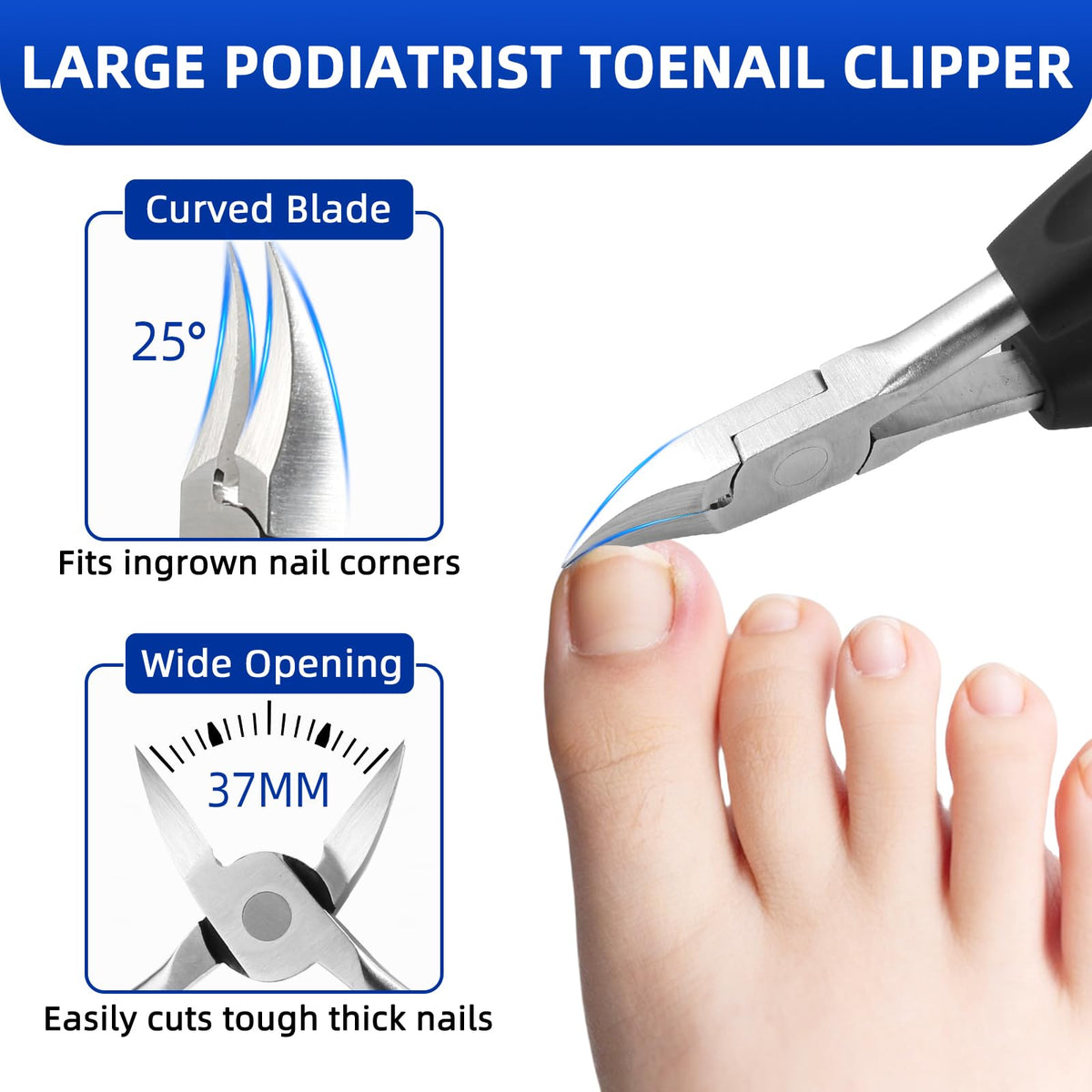 NURIUN ingrown nail clipper with wide blade for safe, precise cuts