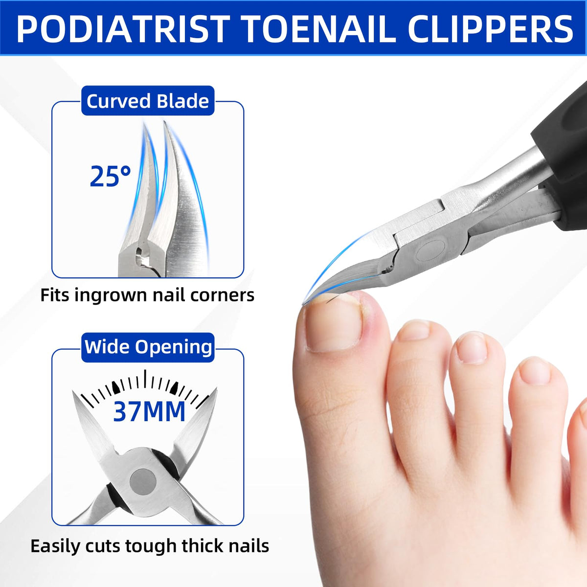 NURIUN slanted-nail-clipper enables precise edge trimming around corners.