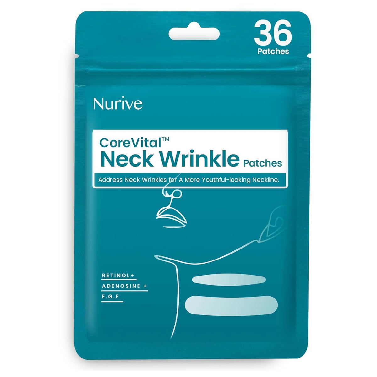NURIVE Advanced Wrinkle Patches 60-count for overnight smoother skin and wrinkle minimization