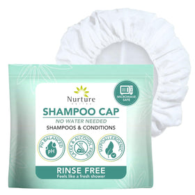 Nurture Valley no-water rinse cap ready for bedside hair washing.