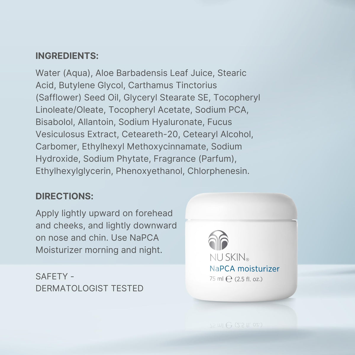 NuSkin NaPCA Moisturizer packaging box display