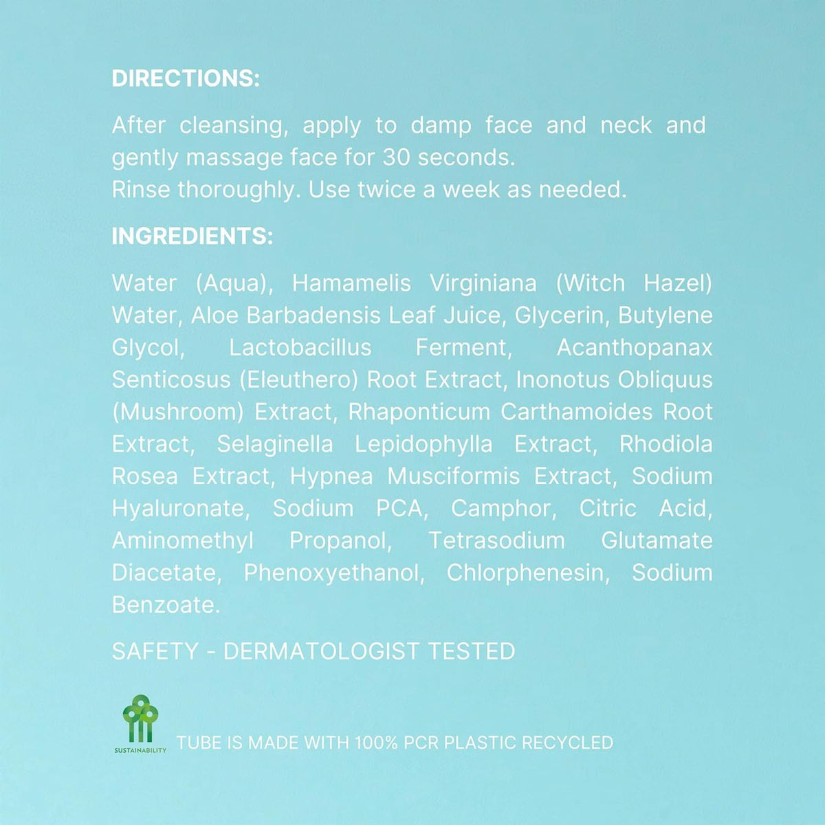 Close-up of Balance Toner ingredients emphasizing adaptogens and botanicals.
