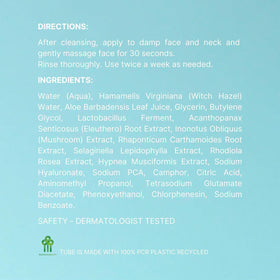 Close-up of Balance Toner ingredients emphasizing adaptogens and botanicals.