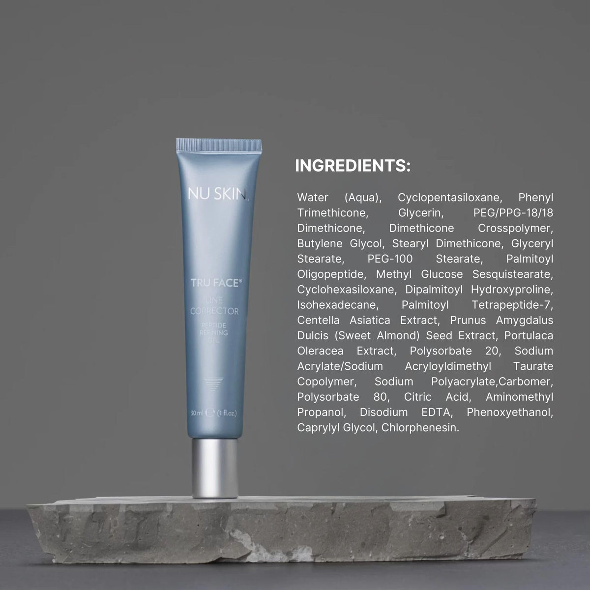 Nu Skin Tru Face Line Corrector shown before makeup application.