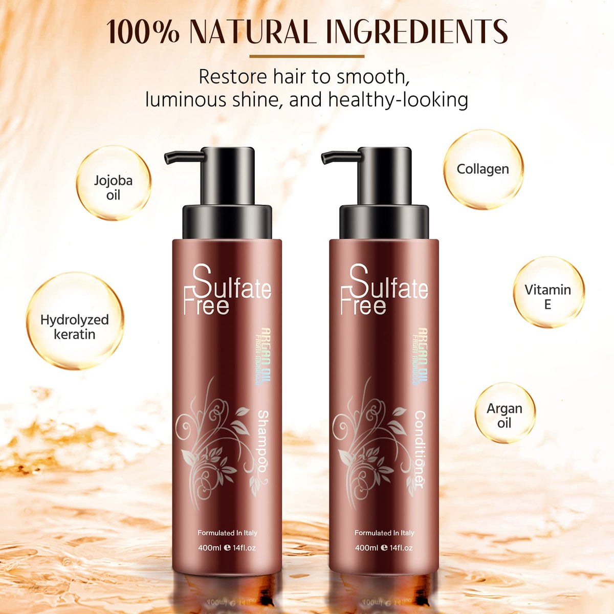 NUSPA argan oil conditioner dispensing closeup showing detangling and lasting moisture