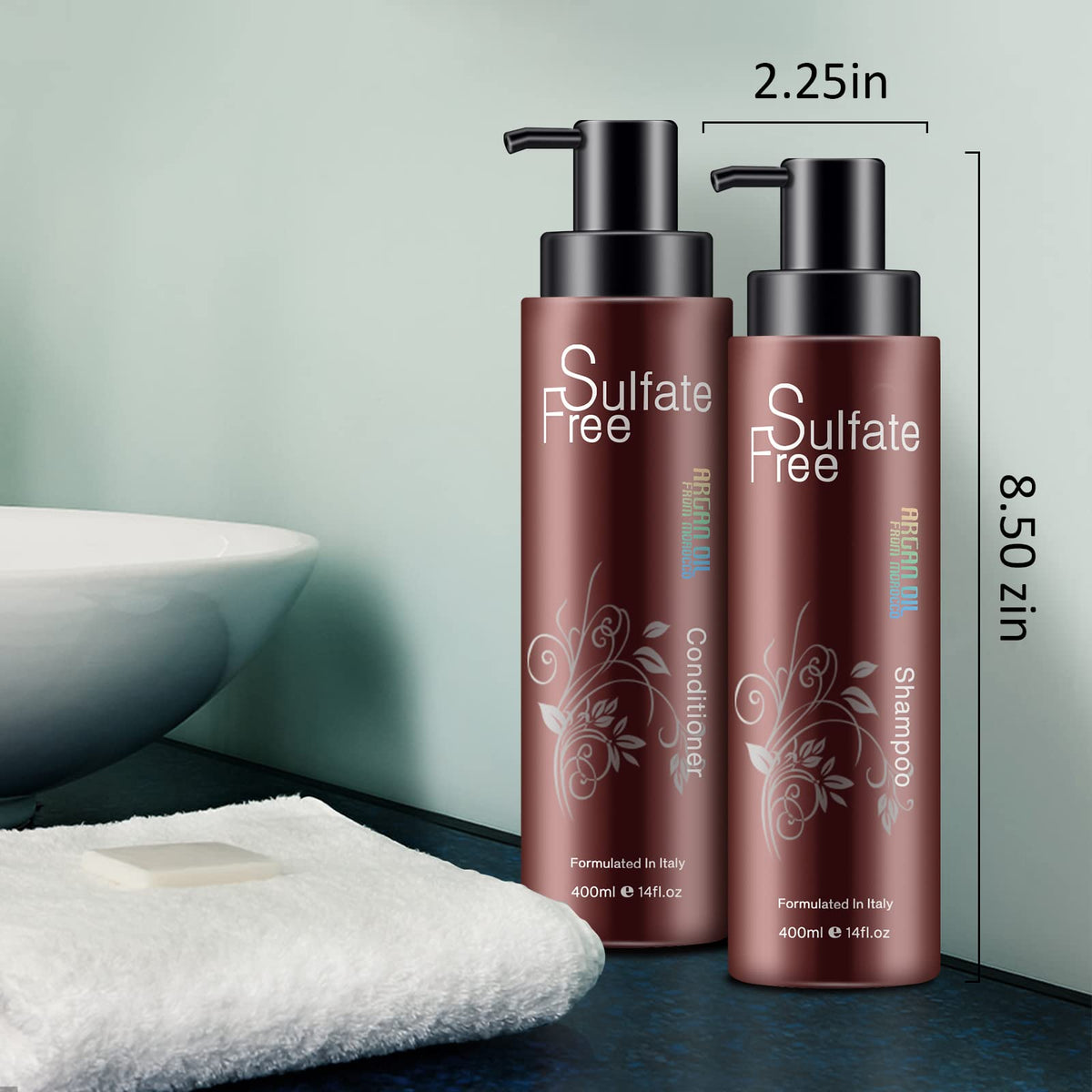 NUSPA routine for dry hair on bathroom shelf in a modern setup