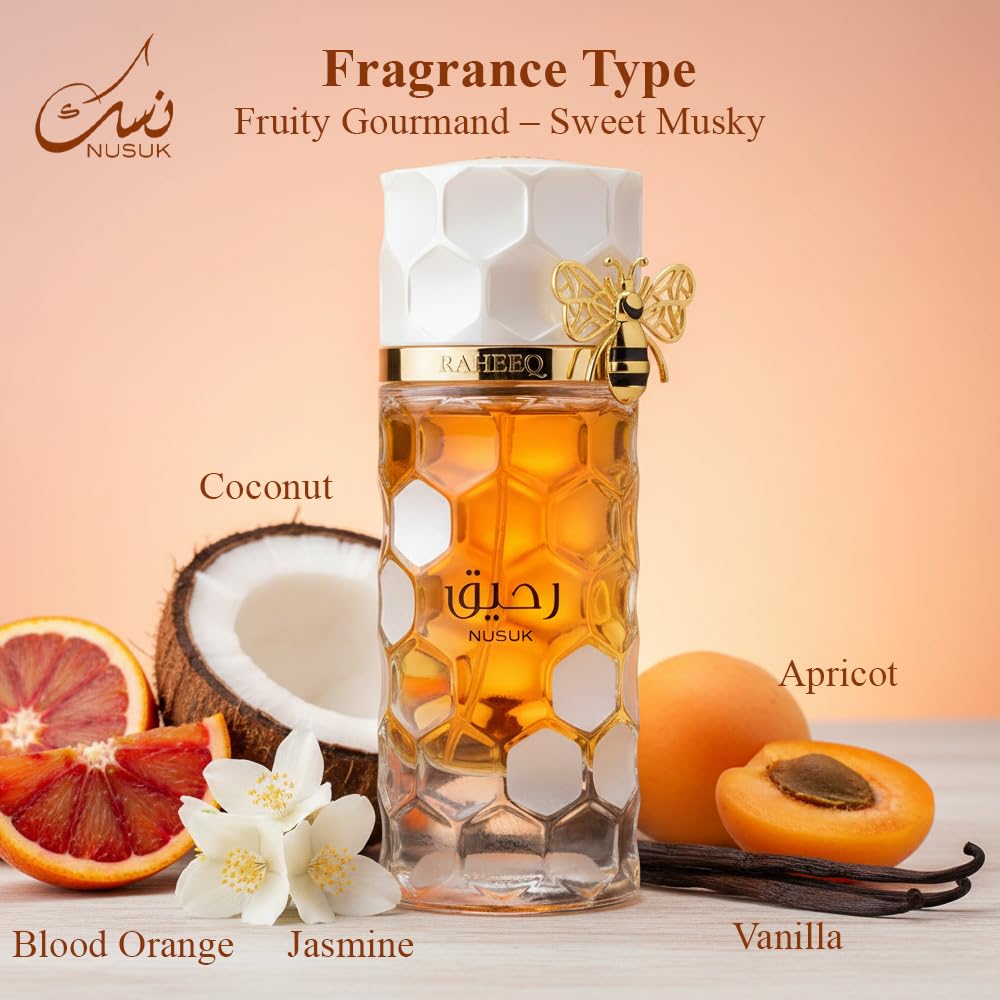 Nusuk Raheeq top notes citrus capture bright refreshing first impression.
