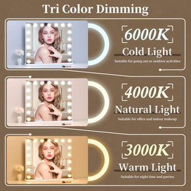 NUSVAN vanity mirror showing three color modes for day or night looks.