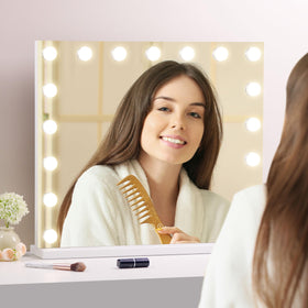 NUSVAN vanity mirror with non-slip base for stability.