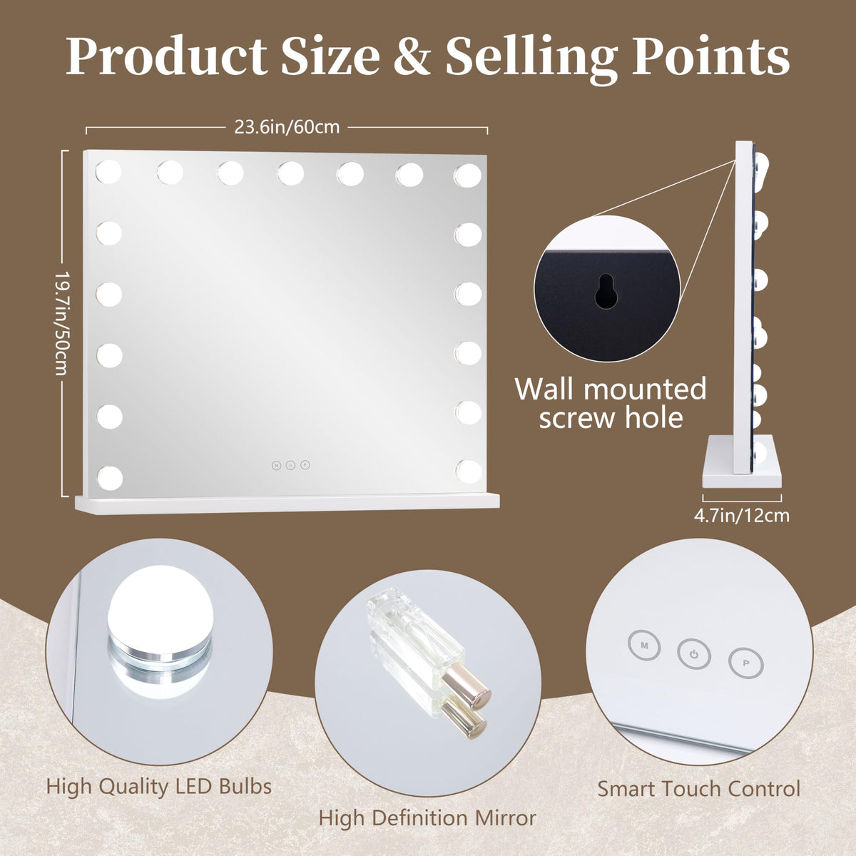 NUSVAN white finish vanity mirror for bright decor.