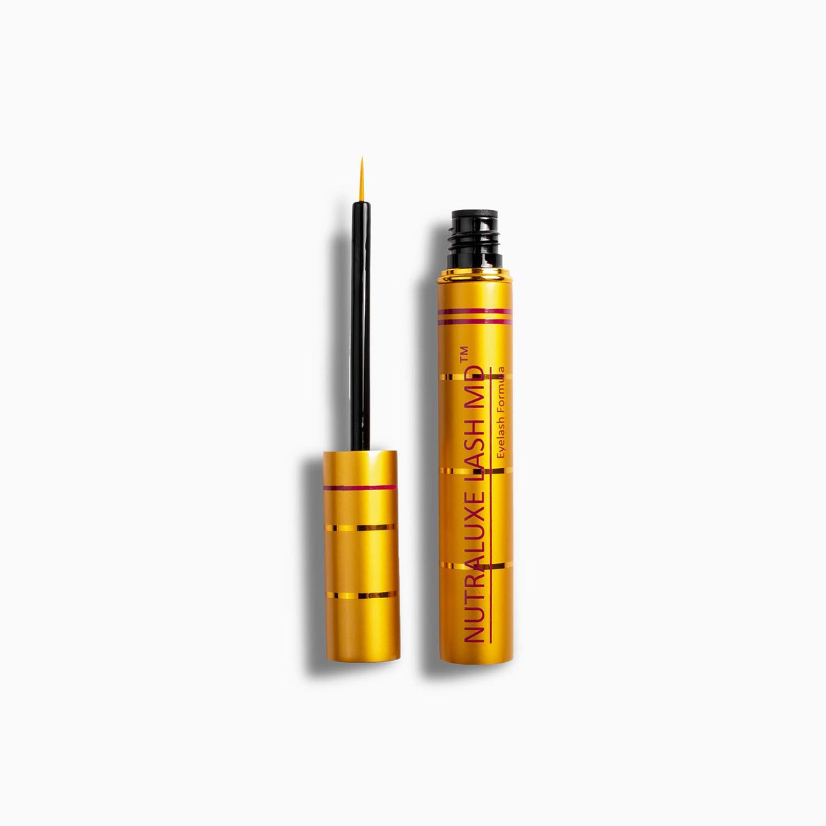 Nutra Luxe Md lash enhancer bottle pour shows easy daily application for healthier-looking lashes