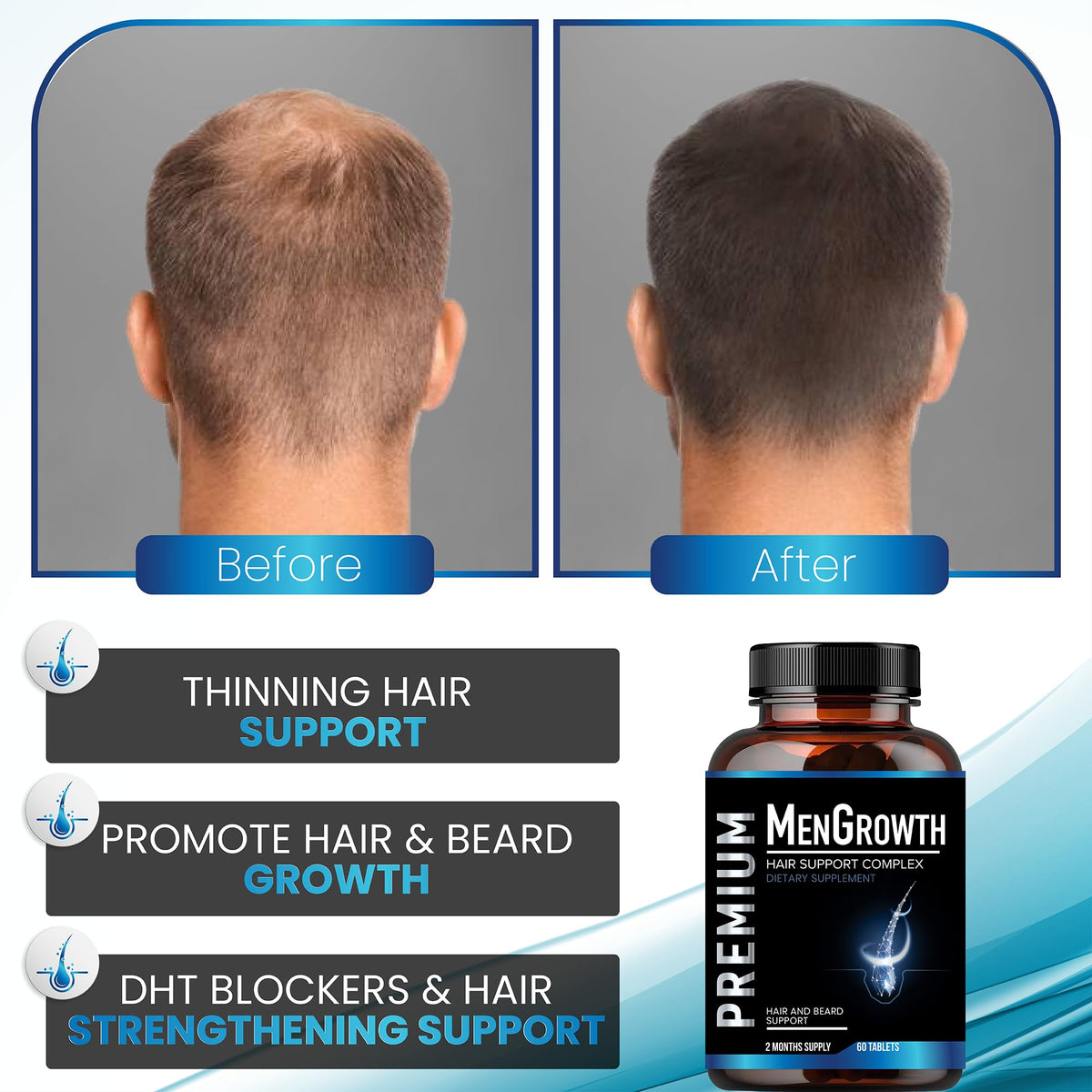 NutraPro beard growth scene—daily vitamins for facial hair support.