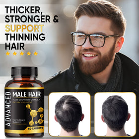NutraPro Hair Growth capsules closeup highlighting vitamins for hair health.
