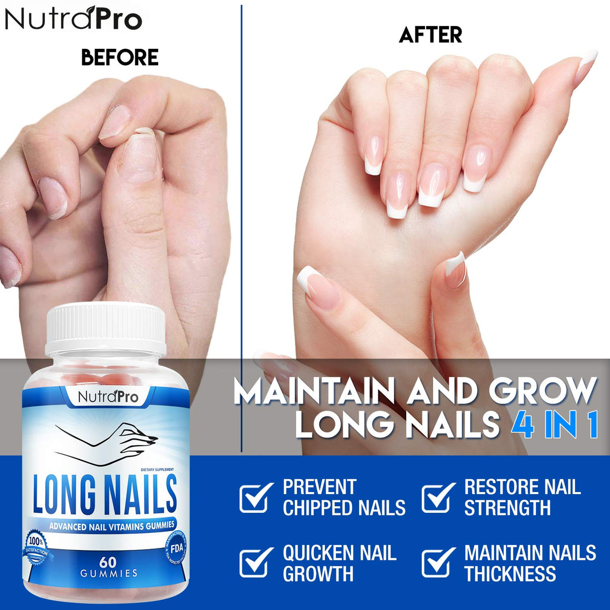 NutraPro Nail Growth gummies close-up highlights passion fruit flavor for daily use