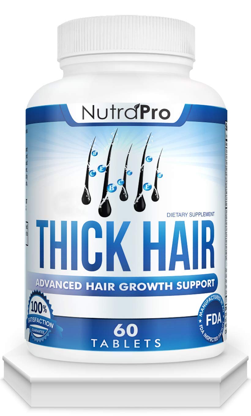 NutraPro Thick Hair Growth Vitamins bottle for convenient daily use to support fuller hair.