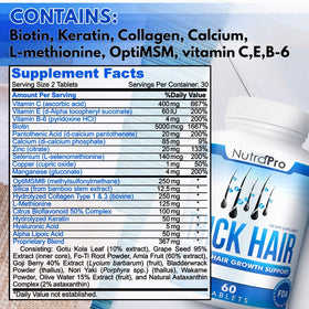 NutraPro Thick Hair Growth Vitamins daily-use bottle promotes hair vitality and confidence.
