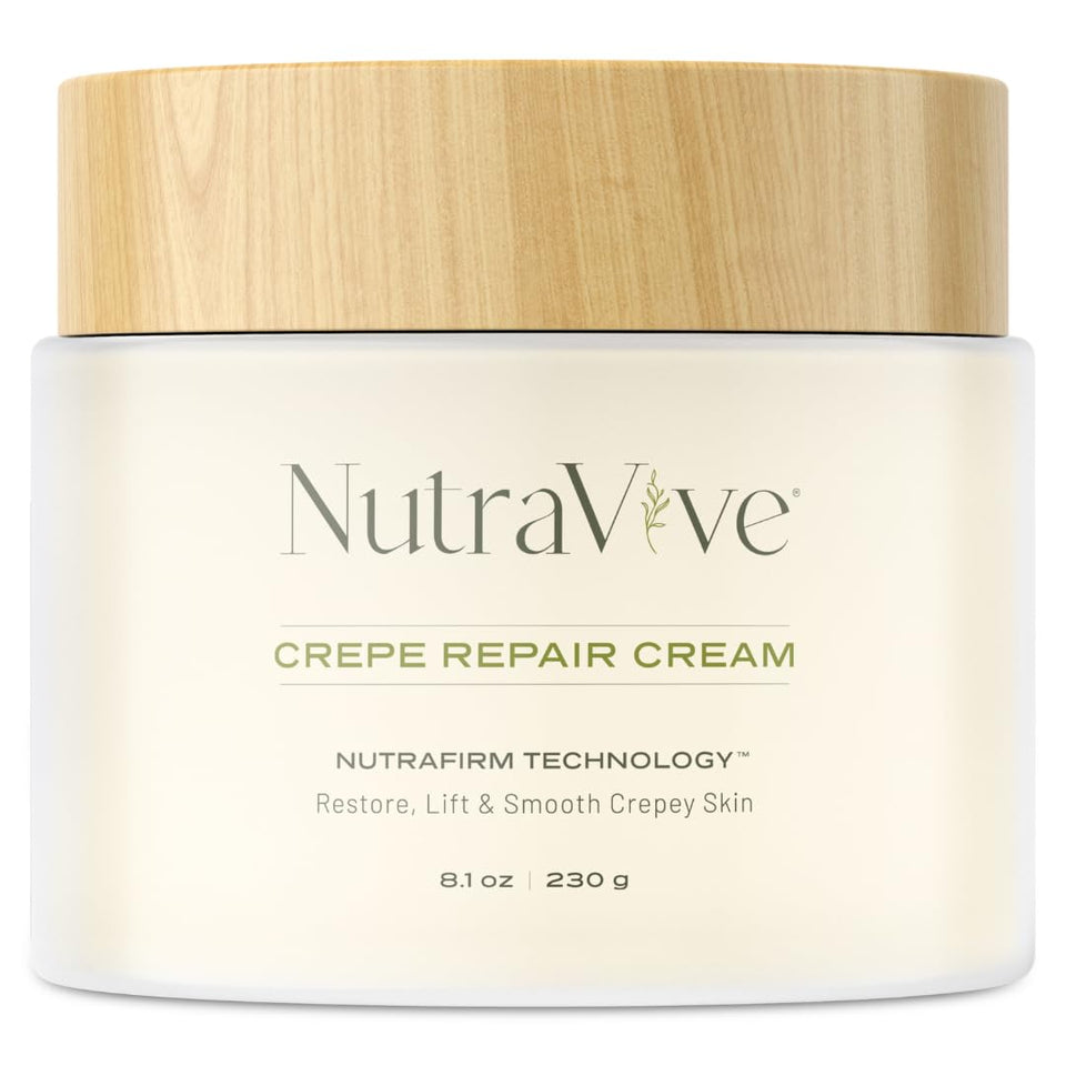 NutraVive Crepe Repair Cream bottle for body and neck hydration