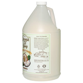 NutriBiotic Organic Coconut Oil Soap unscented 1 gal—packaging highlights eco-friendly materials.