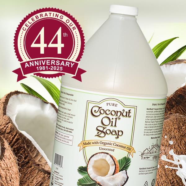 NutriBiotic Pure Coconut Oil Soap unscented 1 gal—use on hands for gentle cleansing.