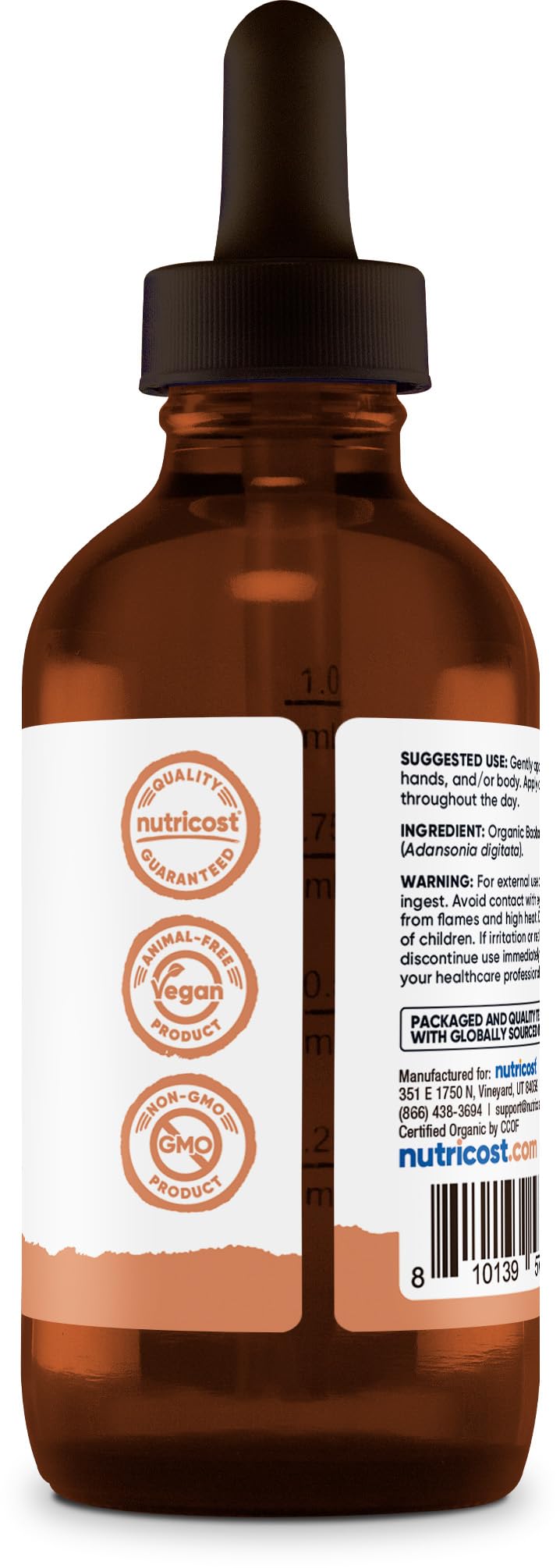 Nutricost Baobab Oil on skin provides hydration and softness.