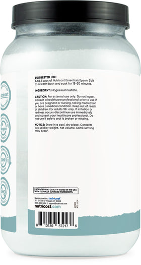 Nutricost Essentials Epsom salt bath time scene demonstrating relaxing ritual