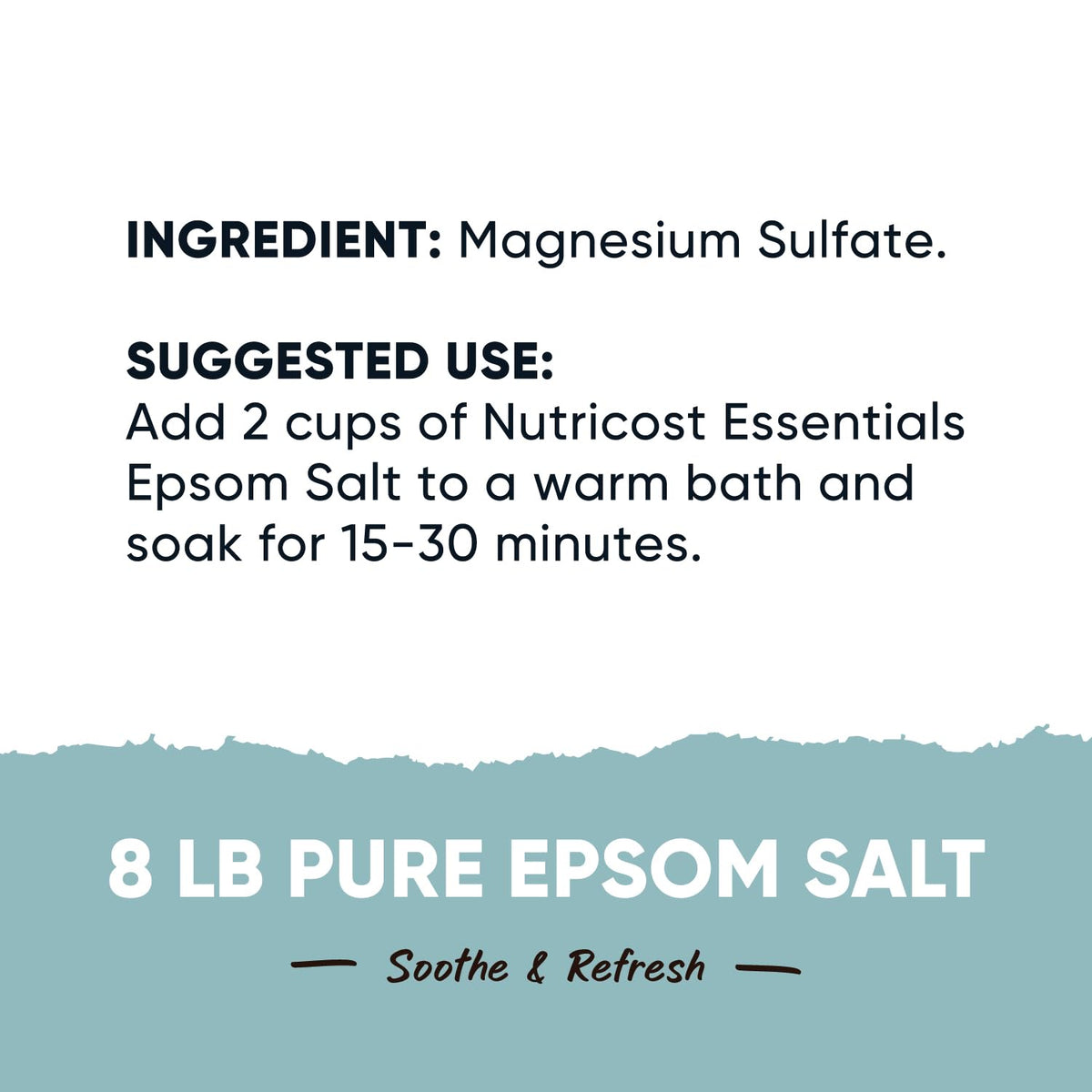Nutricost Essentials Epsom salt crystals close-up for purity and potency