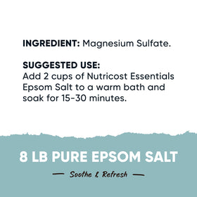 Nutricost Essentials Epsom salt crystals close-up for purity and potency
