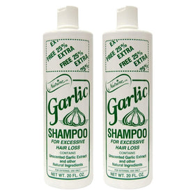 Nutrine Garlic Shampoo Unscented 20-ounce bottle front, fragrance-free option for sensitive scalps.