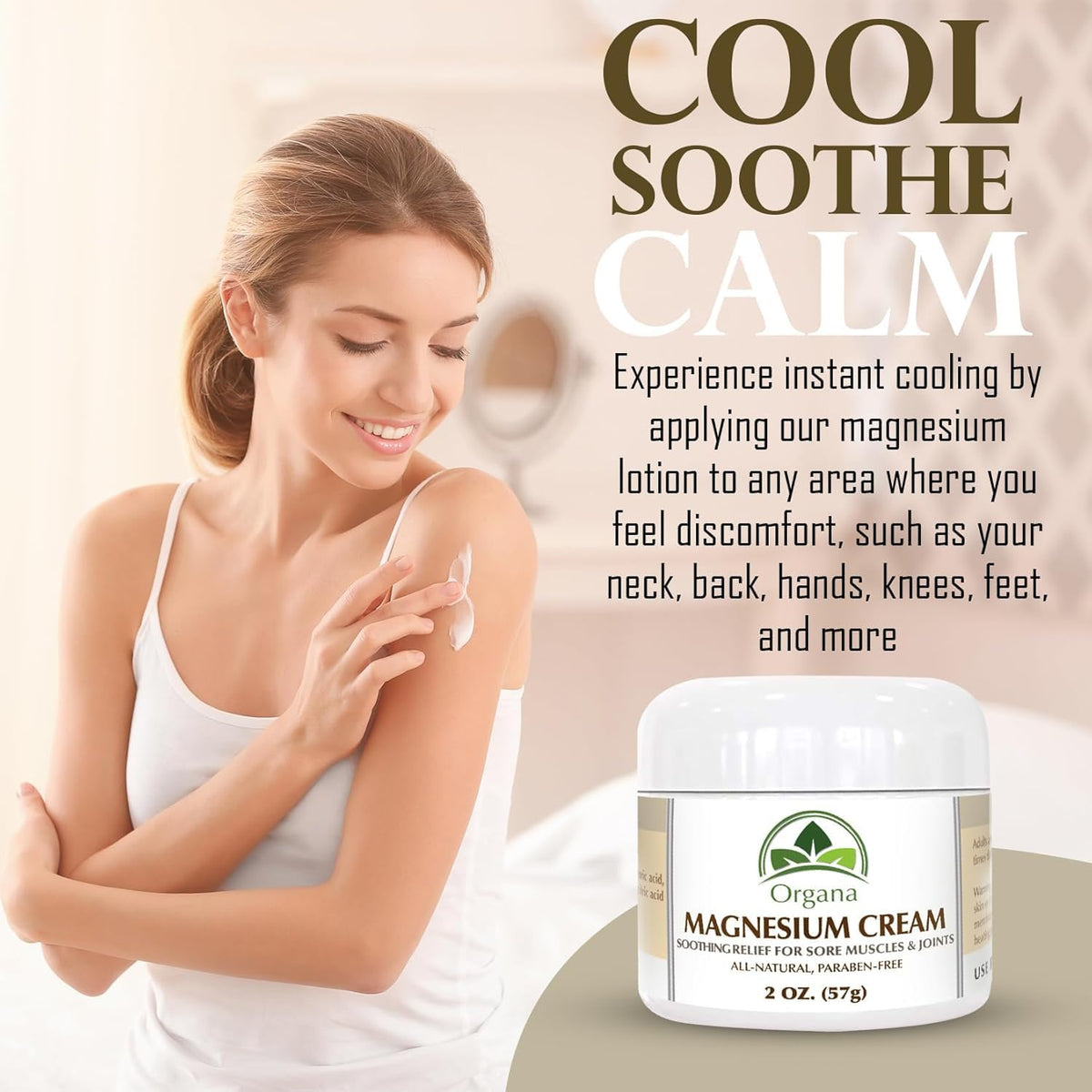 Texture of NutriNoche Organa Magnesium Cream shows fast absorption on skin.