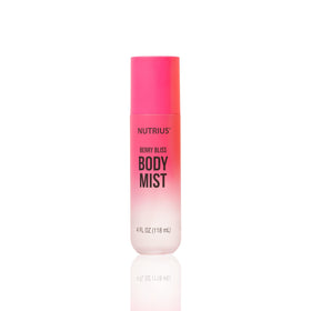 Nutrius Berry Bliss bottle front with berry and floral accents for daily refresh