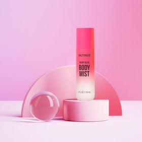 Nutrius Berry Bliss cocoa butter and Vitamin C nourish skin during misting