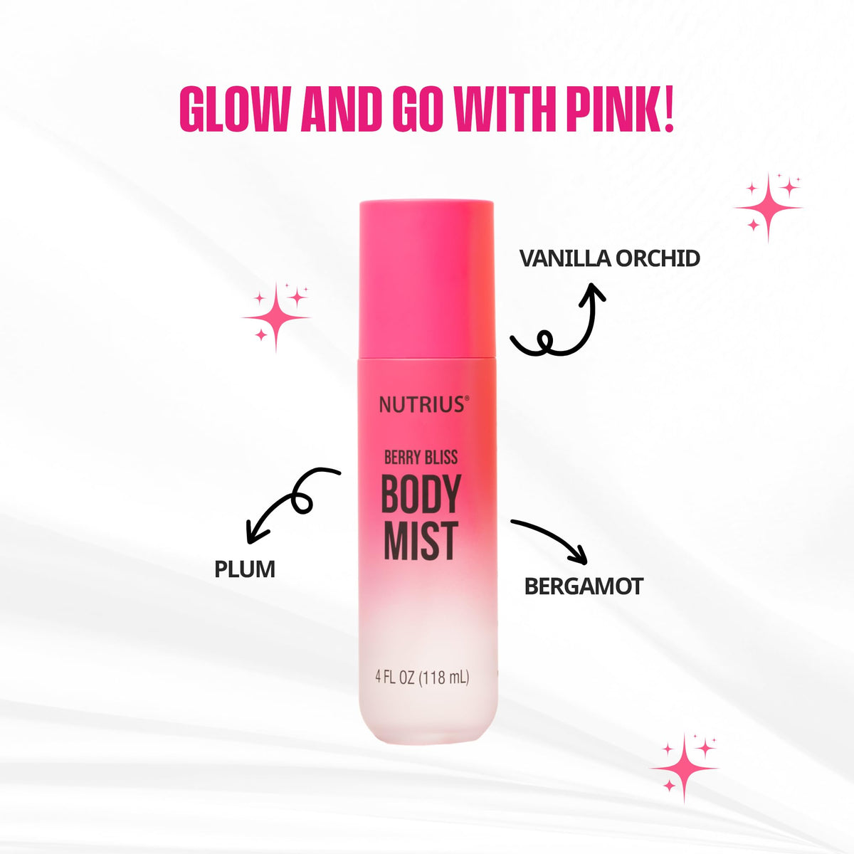 Nutrius Berry Bliss spray in action delivering a fine, long-lasting mist