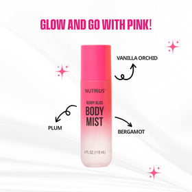 Nutrius Berry Bliss spray in action delivering a fine, long-lasting mist