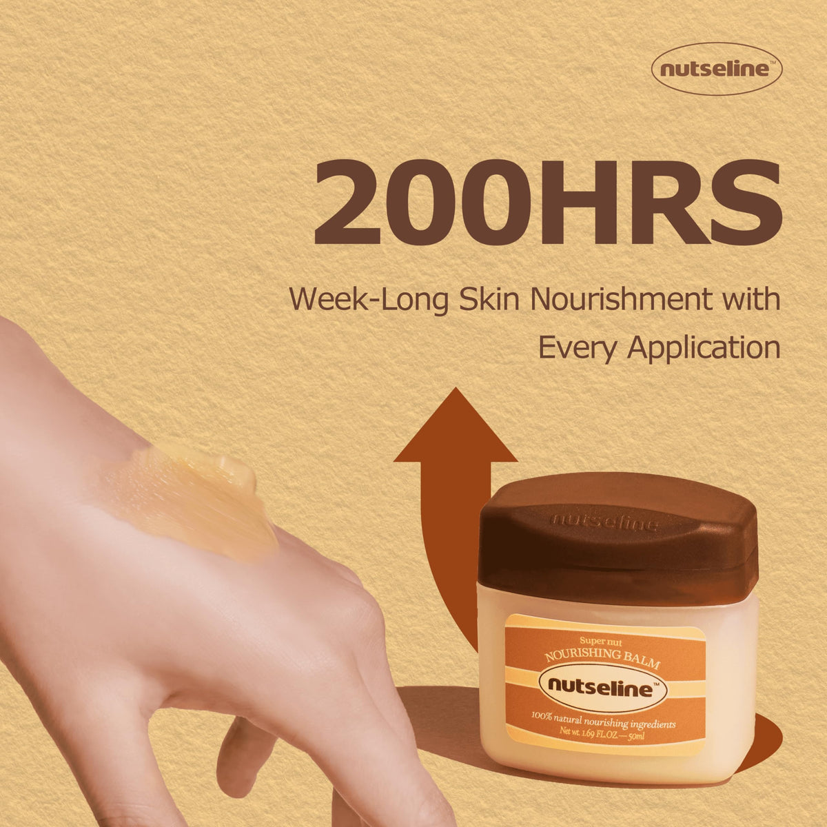Hand application of Nutseline Super Nut Balm for quick moisturization