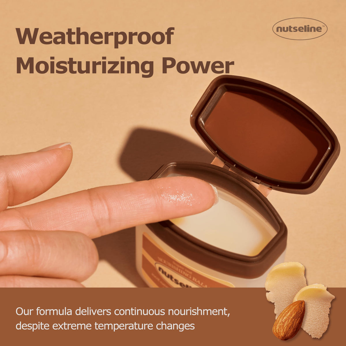 Nutseline Super Nut Balm used on lips for gentle care