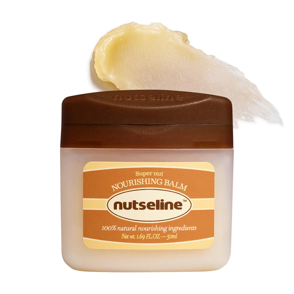 Nutseline Super Nut Balm packaging shows plant-based formula for daily moisturization
