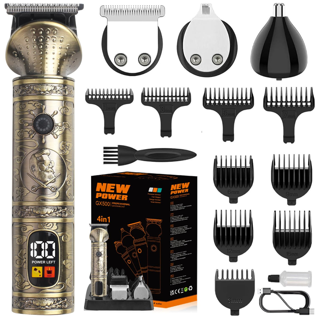 NuvaConx Trimmer Kit 4-in-1 full set for versatile home grooming.