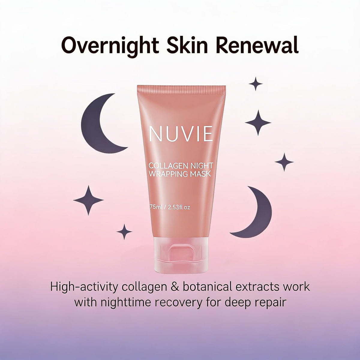 Nuvie collagen mask overnight-peel-off reveals smoother skin by morning.