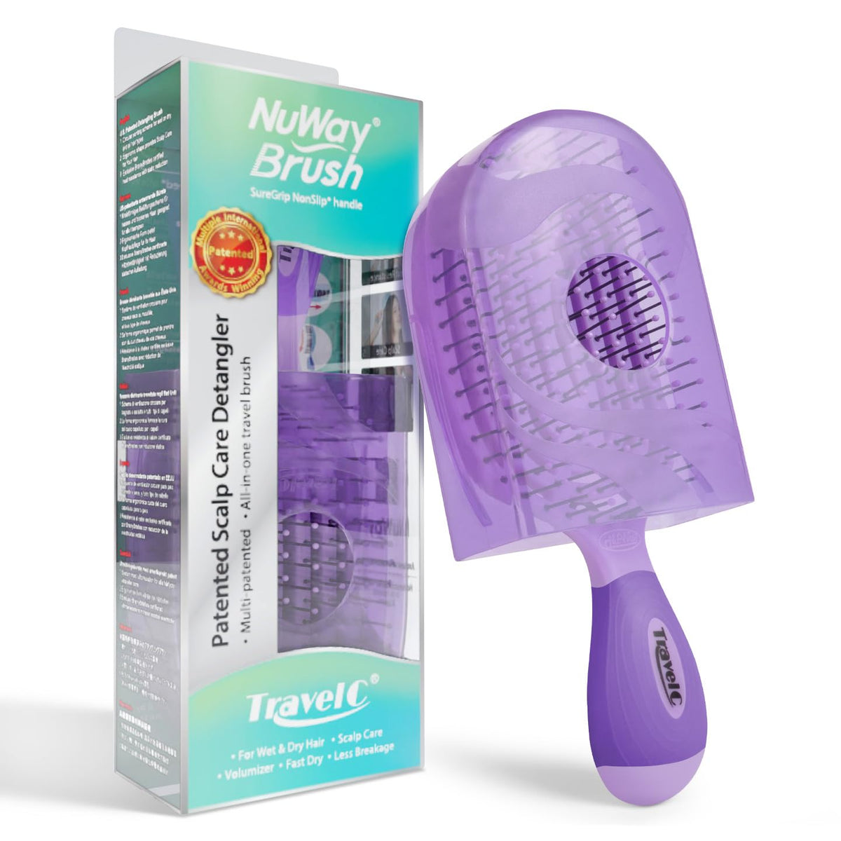 NuWay TravelC vented brush enabling fast detangling and airflow