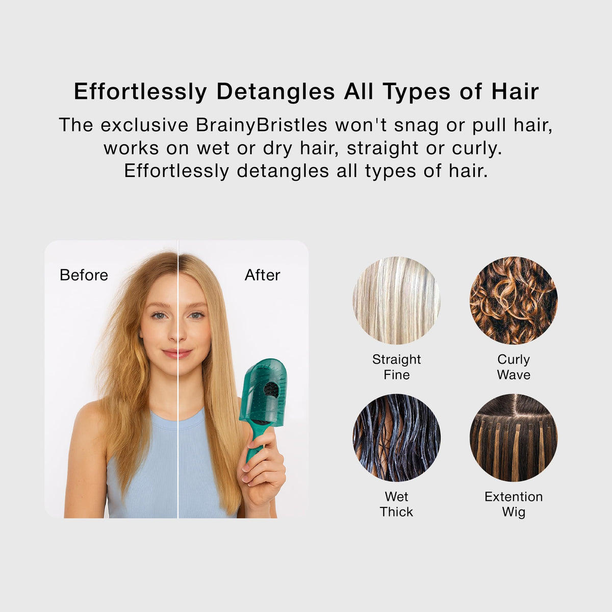 NuWay Traveler gentle bristles glide through hair without snagging.