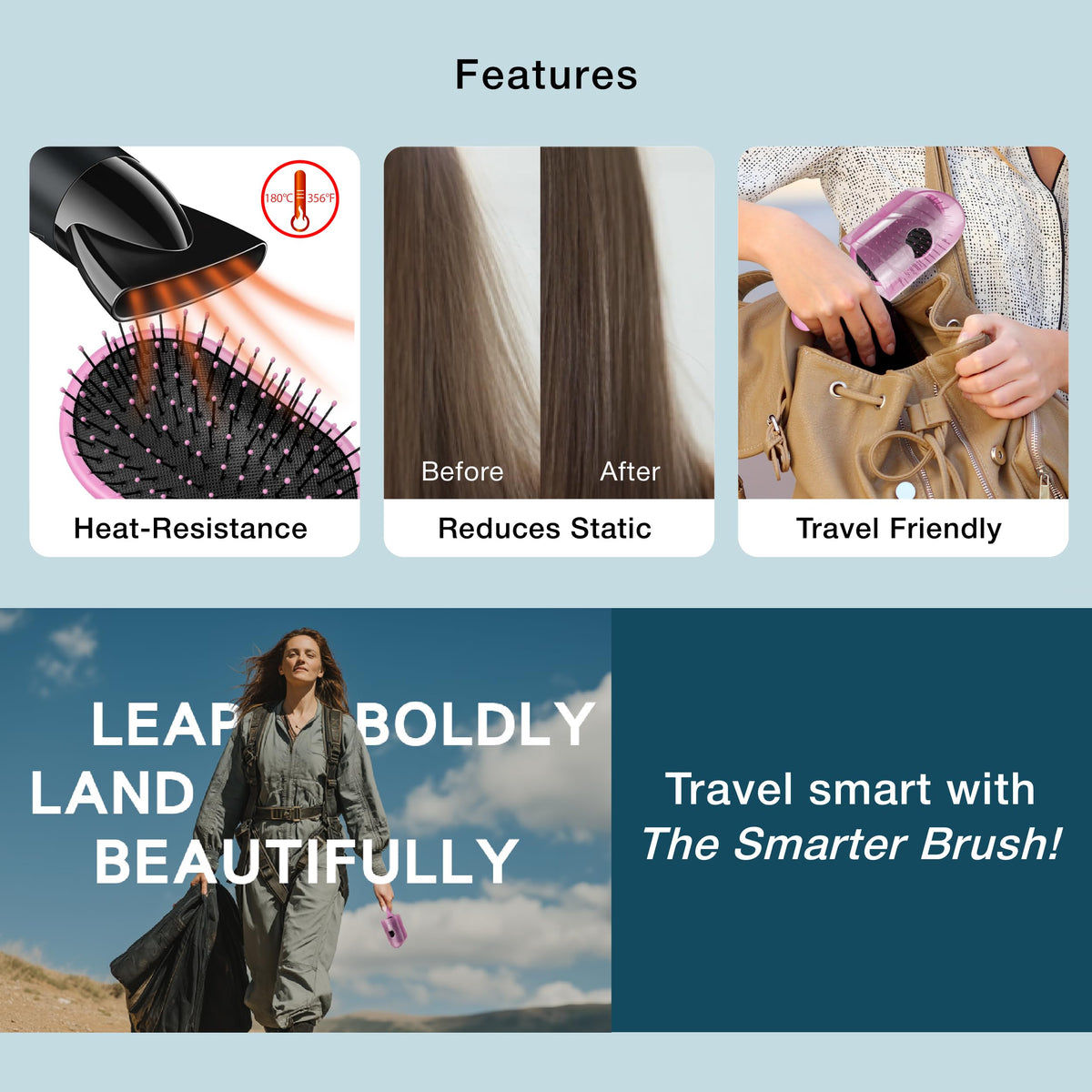 NuWay Traveler protected-design brush travels safely in any bag