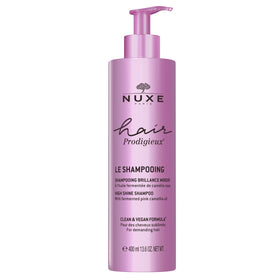 Nuxe Hair Prodigieux bottle highlighting nourishing daily cleansing.