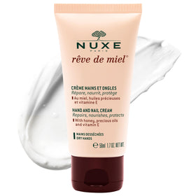 Nuxe Reve de Miel hand cream jar close-up for nourished hands.