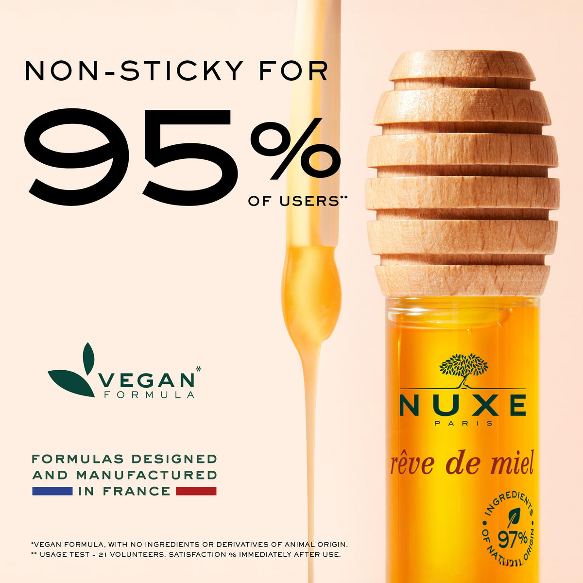 Nuxe Reve de Miel natural-origin ingredients highlight purity.