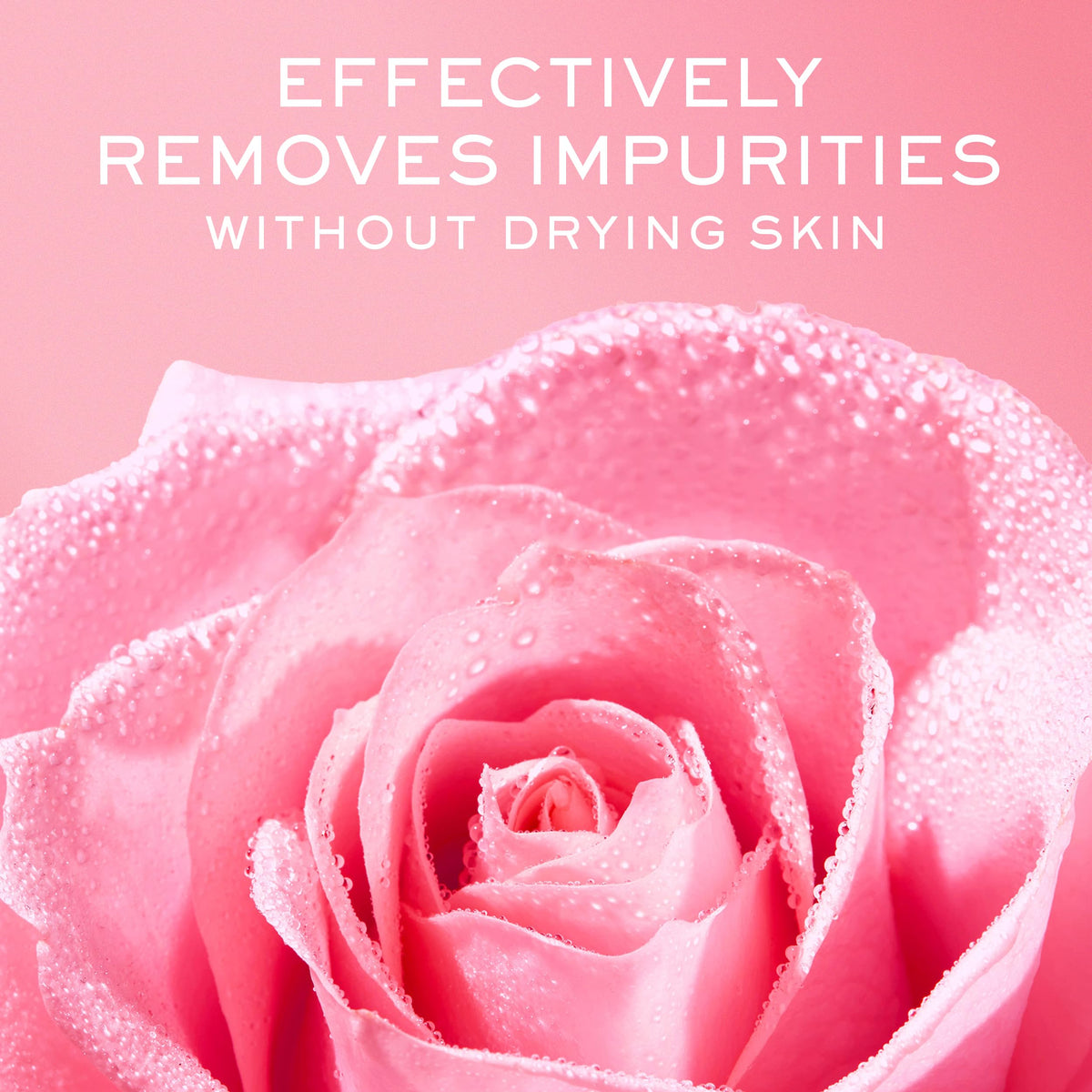 Nuxe Very Rose cleansing foam bottle on vanity conveys spa-like ritual ambience.