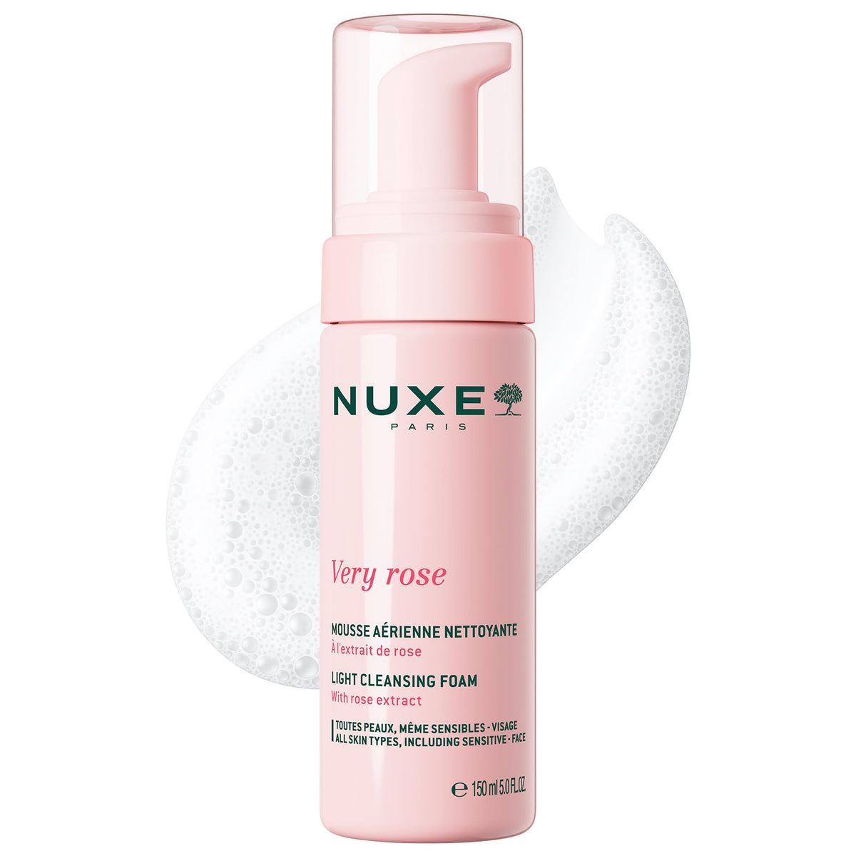 Nuxe Very Rose cleansing foam foaming action clean effect, gentle and non-drying.