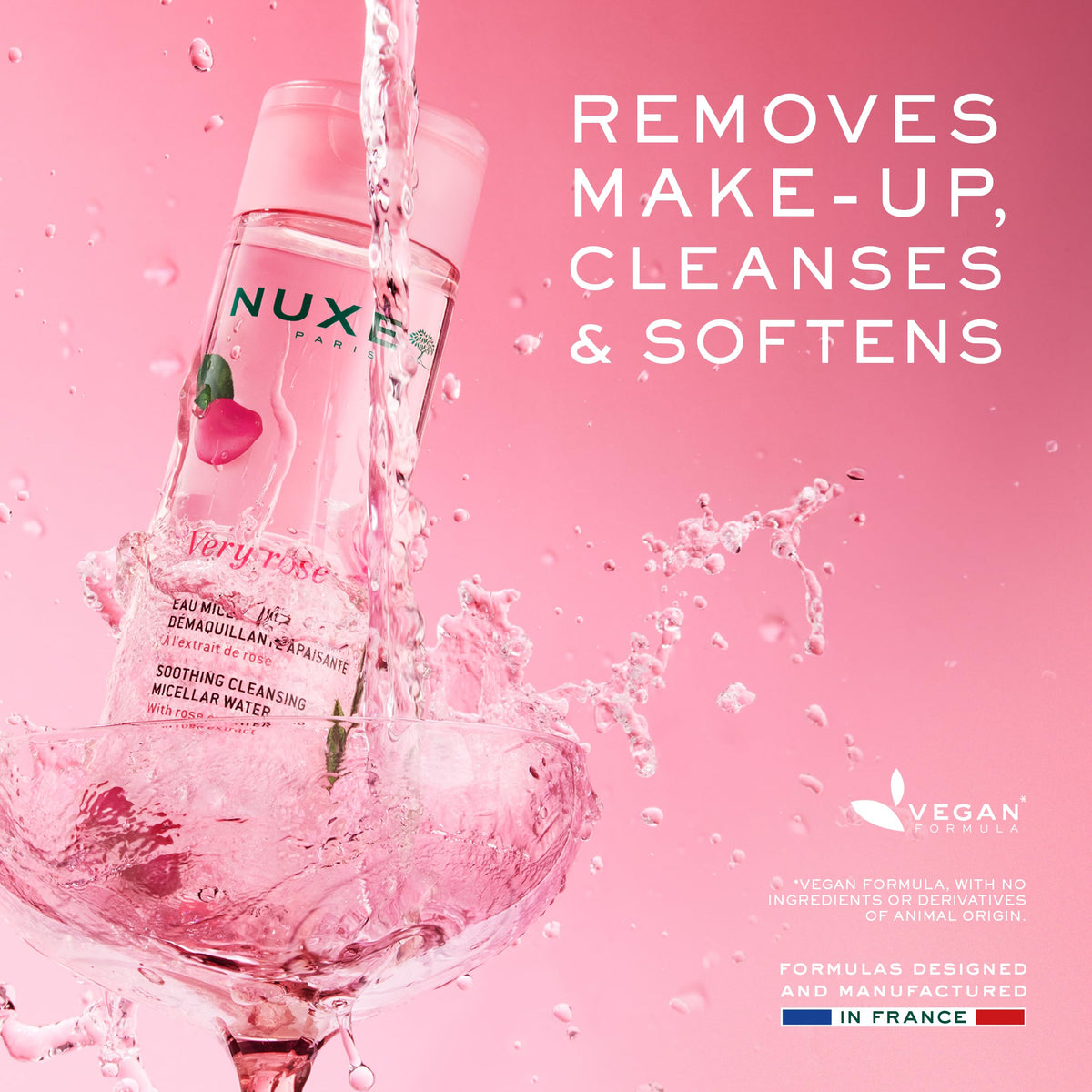 Foam forms on skin after applying Nuxe Very Rose micellar water.