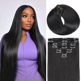 Nuzusa clip-in hair extensions in straight style for instant length
