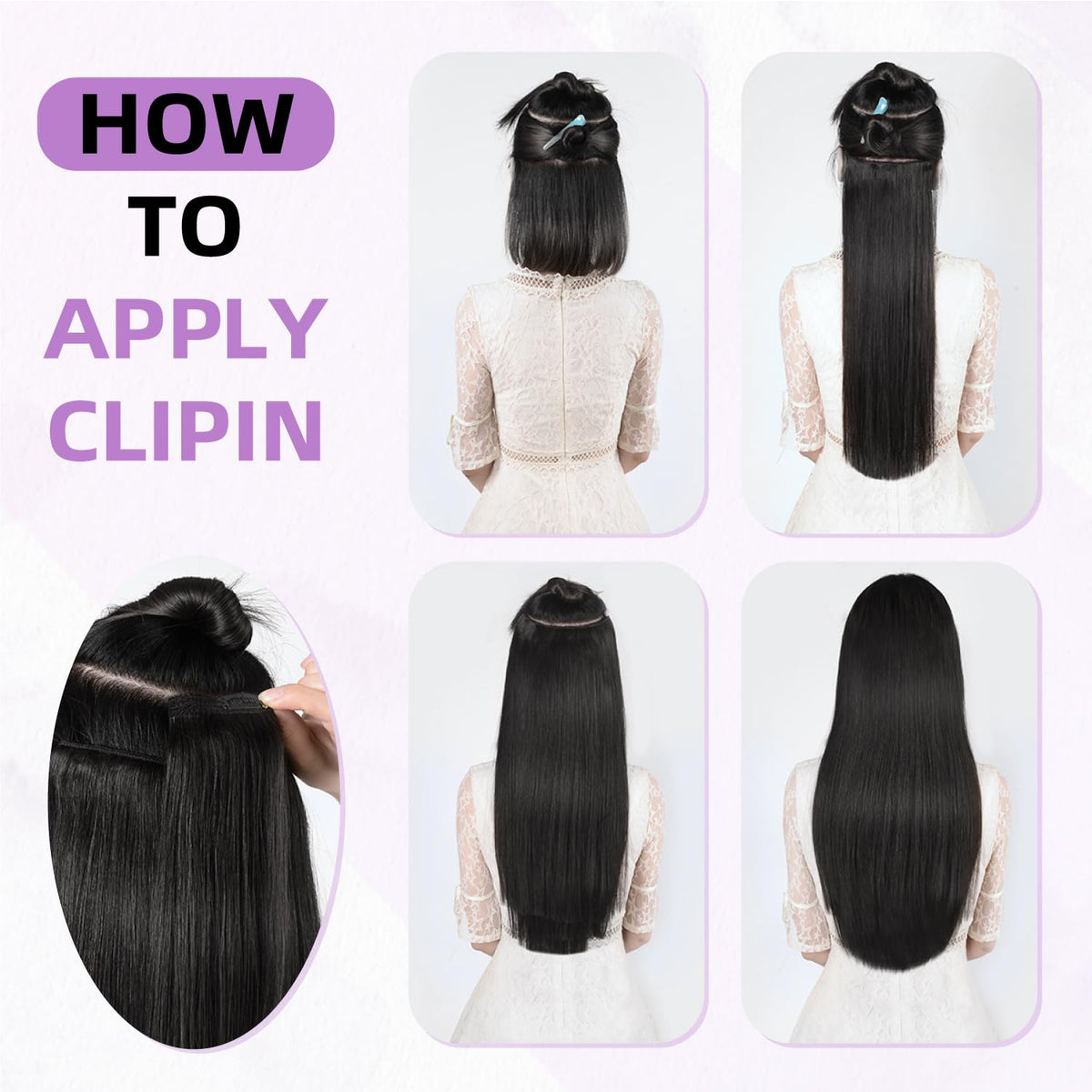 Nuzusa virgin Remy hair clip-in for versatile styling